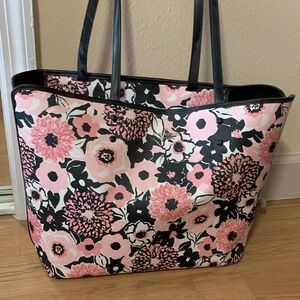 Floral Tote Bag - Pink and Black